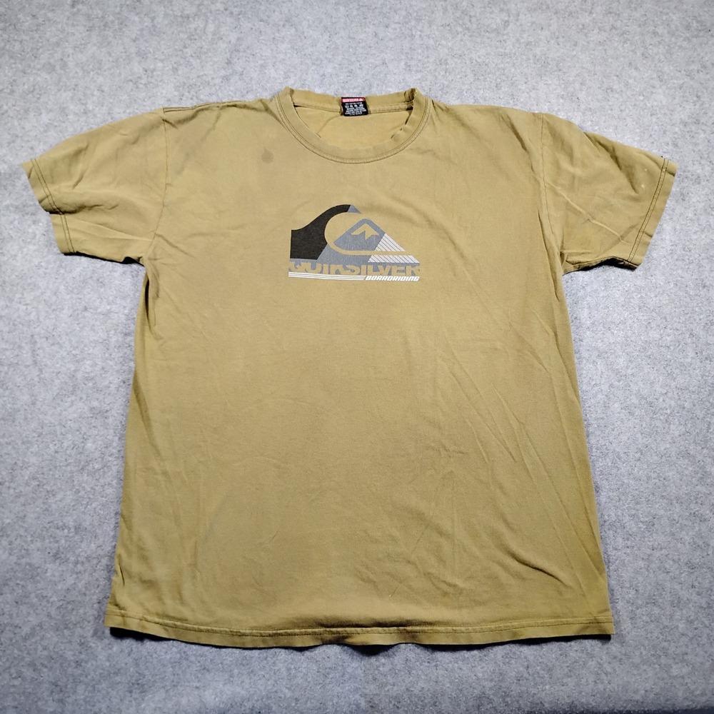 Quiksilver Mens Graphic T-Shirt Large Tan Boardriding Surf Skate Logo Y2K Mexico